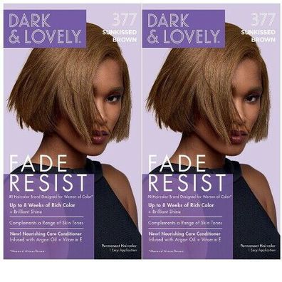 Dark and Lovely Fade Resist Hair Color 377 Sun Kissed Brown Haarfarbe 2er Pack