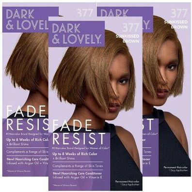 Dark and Lovely Fade Resist Hair Color 377 Sun Kissed Brown Haarfarbe 3er Pack