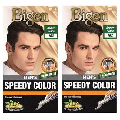 BIGEN Men's Speedy Colour Creme Haarfarbe Haarfärbemittel Schwarzbraun 102 - 2x