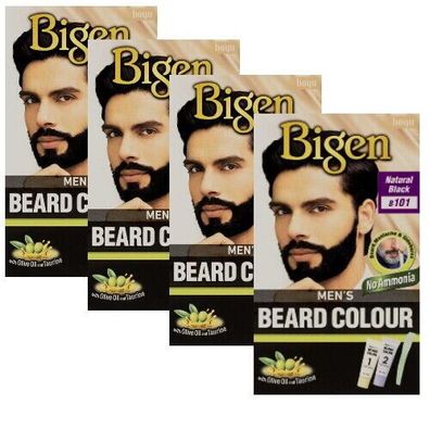 BIGEN Men's Beard Colour Bart & Schnurrbart Creme Farbe Natur Schwarz B101 4er P