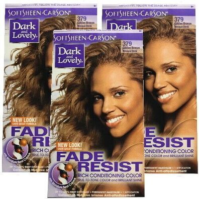 Dark and Lovely Fade Resist Brilliant Hair Color 379 Golden Bronze Haarfarbe 3x