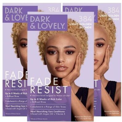 Dark and Lovely Fade Resist Hair Color 384 Light Golden Blonde Haarfarbe 3er P.