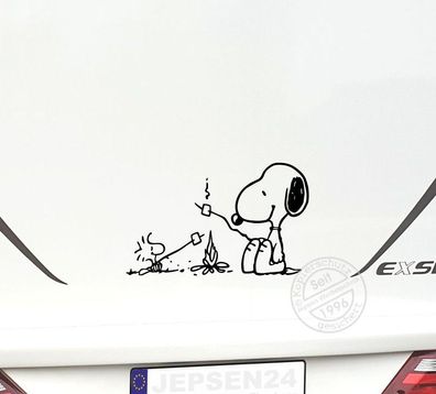 Autoaufkleber Snoopy Woodstock am Lagerfeuer 50x32cm CW09 Aufkleber Wandtattoo