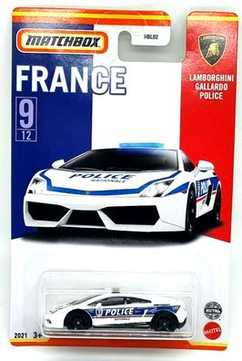 Mattel Matchbox France Serie 2021 Car Lamborghini Gallardo Police 9/12