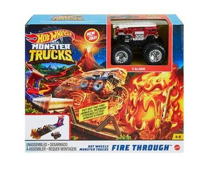 Mattel Hot Wheels Monster Trucks GYL12 Fire Through mit Truck 5 Arlarm