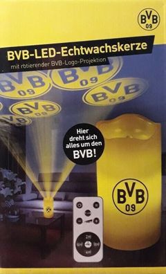 BVB LED-Echtwachskerze Borussia Dortmund Kerze BVB Logo-Projektion Neu