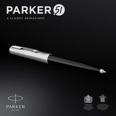 Parker 51 Kugelschreiber | Schwarzer Schaft mit Chromfarbenen Zierteilen | Mittler...