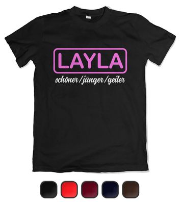 Herren T-Shirt 'LAYLA' Sprüche T-Shirt Malle Mallorca Funshirt Partyshirt