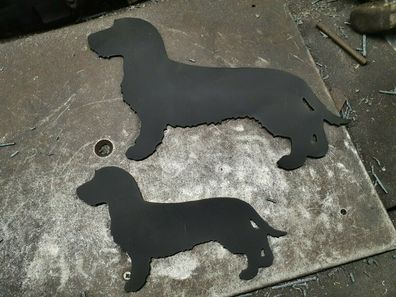 Rauhaar Dackel aus 3mm Stahl 20cm-100cm personalisierbar Deko Logo Hund