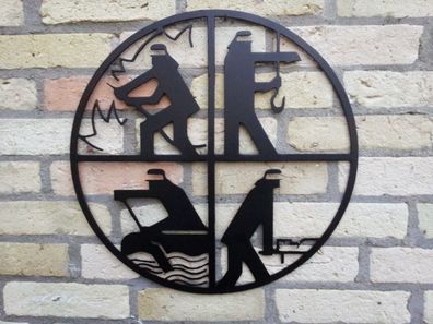 Feuerwehr Logo aus 3mm Stahl -Retten Helfen Bergen Schützen Deko