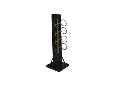 Weinregal für 4 Flaschen aus Mangoholz 25 x 80 x 25 cm Schwarz