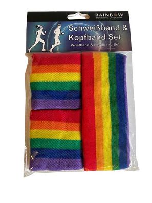 Gay Pride Mütze Schweißband und Kopfbandset LGBTQ CSD Fasching Karneval Rainbow