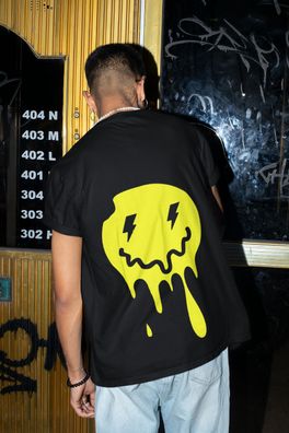 Bio Crazy Herren T-Shirt Cooler Schmelzender Smiley Crazy Streetwear Smail Game