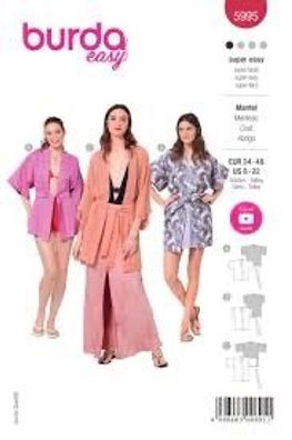 burda style Papierschnittmuster Kimono-Jacken mit Bindeband #5995