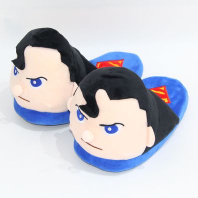 Herren Damen Marvel Superman Plüsch Hausschuhe Winter Slippers Blau Größe35-42