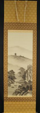 Landschaft Japanisches Rollbild Malerei Kakemono hanging scroll painting 5756