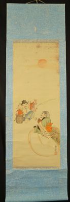 Ebisu & Daikoku Japan Rollbild Malerei Kakemono hanging scroll painting 5660
