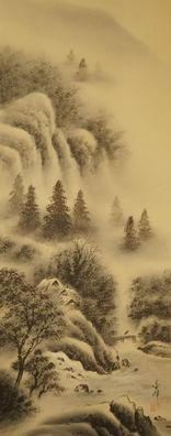Landschaft Japanisches Rollbild Bildrolle Kunst Kakemono Gemälde Malerei 5412