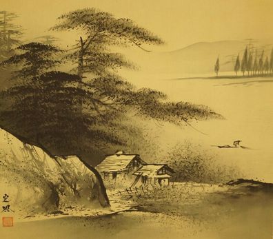Landschaft Japanisches Rollbild Bildrolle Kunst Kakemono Gemälde Malerei 5405