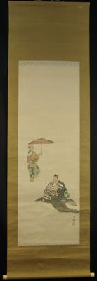 Der Samurai Japanisches Rollbild Malerei Kakemono hanging scroll painting 5741