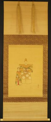 Hina Dolls Japanisches Rollbild Malerei Kakemono hanging scroll painting 5442