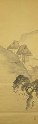 Landschaft Japanisches Rollbild Bildrolle Kunst Art Kakemono Gemälde Meiji 4985