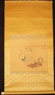 Daikokus Hammer Japan Rollbild Malerei Kakemono hanging scroll painting 5647