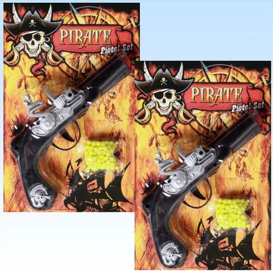 2 x Piratenpistole + Munition Erbsenpistole Spielzeugpistole Spielzeug Kugelpistole