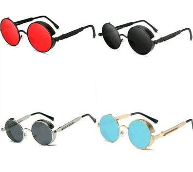 Klassik Runde Sonnenbrille Metall Bügel Mit Federn Rot Grau Schwarz Retro 70er Brille