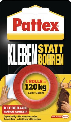 Montageband Kleben statt Bohren transl.L.1,5m B.19mm Rl. PATTEX