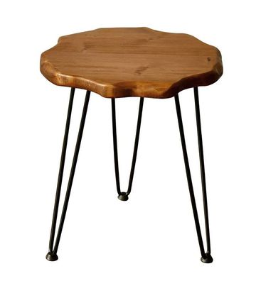Massiv Holz Beistelltisch aus Kiefernholz - rund 45 cm - Couch Blumen Deko Tisch