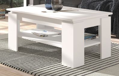 Couchtisch Wohnzimmer Tisch Beistelltisch Sofatisch weiß Ablage Titan 100 x 60