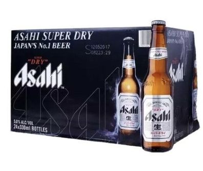 24 x Asahi Bier japanisches Bier mit mildem Geschmack, in der 0,33 l Flasche
