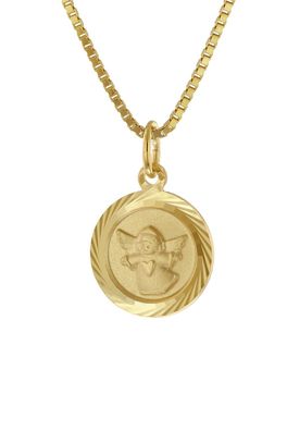 trendor Schmuck Schutzengel Anhänger Gold 585 mit vergoldeter Silber-Halskette 41379