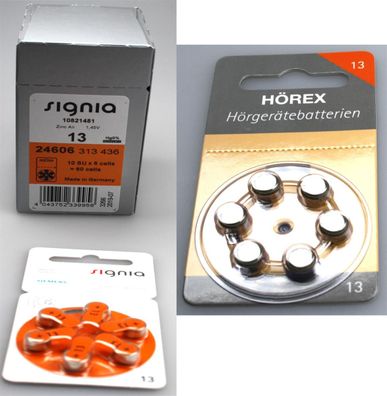 Siemens/ Signia 13er Hörgeräte Batterien 60 Stück + 12 Testbatterien von Hörex Basic