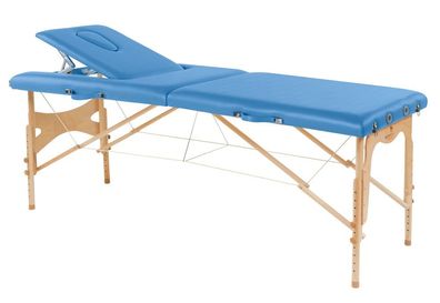Behandlungsliege, Massageliege, Liege klappbar, mobil, Höhe 57-85 cm, aus Holz