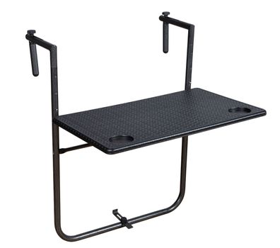 Balkontisch Ventana Rattan Optik - eckig - Balkon Hängetisch Klapptisch Geländer