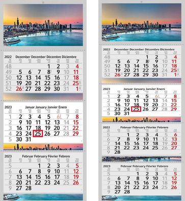 3 / 4 Monatskalender 2023 Wandkalender Fotokalender Bürokalender Kalender USA Stadt