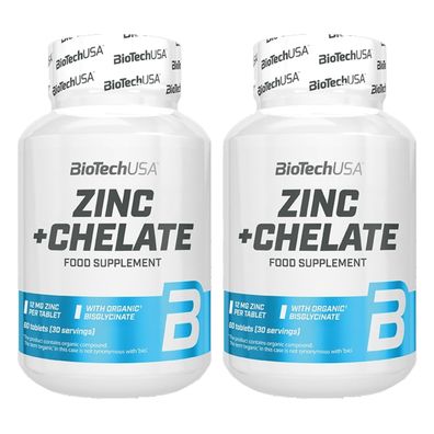 BioTech USA Zinc Chelate | 2x60 Tabletten | Zink in Chelat-Verbindung Cynk | Nahru...
