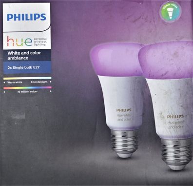 Philips Hue White und Color Ambiance E27 LED Lampe Doppelpack, dimmbar * A
