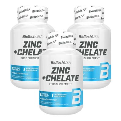 BioTech USA Zinc Chelate | 3x60 Tabletten | Zink in Chelat-Verbindung Cynk | Nahru...
