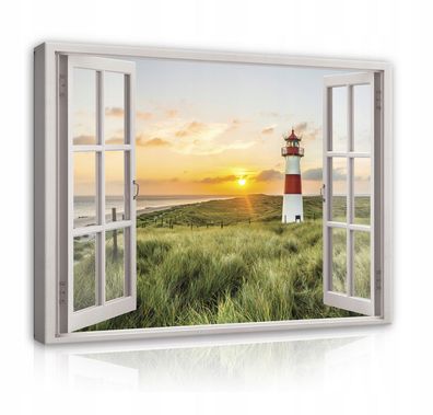Leinwandbild Fenster Natur Wandbilder Wandbild XXL Canvas Leinwand Bilder Wohnzimmer