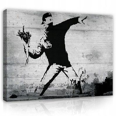 Leinwandbild Banksy Kunst Wandbilder Wandbild XXL Canvas Leinwand Bilder Wohnzimmer