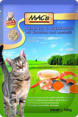 MAC's Cat ¦ HERING & Shrimps - 12 x 100g ¦ nasses Katzenfutter im Pouchbeutel