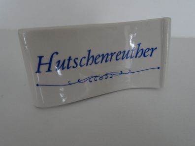 alter Porzellanaufsteller Schild Bodenmarke Manufaktur Hutschenreuther -blau-
