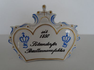 alter Porzellanaufsteller Schild Bodenmarke Manufaktur seit 1850 Sitzendorfer