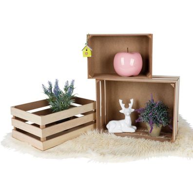Dekokisten-Set 3-teilig Holzkisten Holzbox Obstkisten Beistelltisch Aufbewahrung