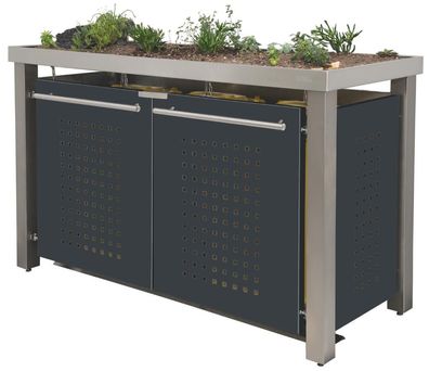 Müllbox Typ-EW, 2x 240l, Türfarbe Anthrazit F-Design - Pflanzenw...