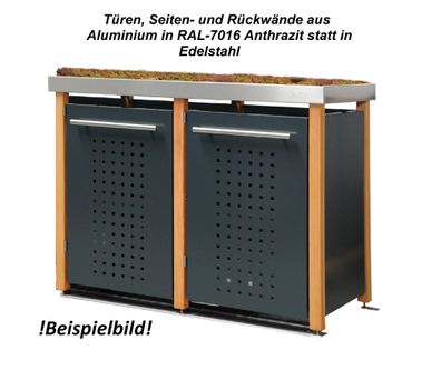 Müllbox Typ-LW, 2x 240l, Türfarbe Anthrazit Pflanzenwanne - Lärc...