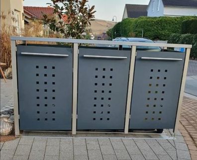 Mülltonnenbox Typ-MD, 3x 240l, Türfarbe Anthrazit Pultdach - Anthrazit...
